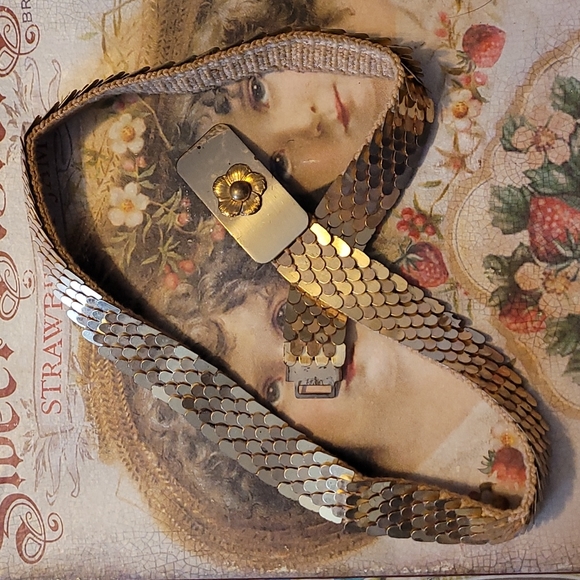 Vintage Gold Fishscale Belt - Picture 1 of 4